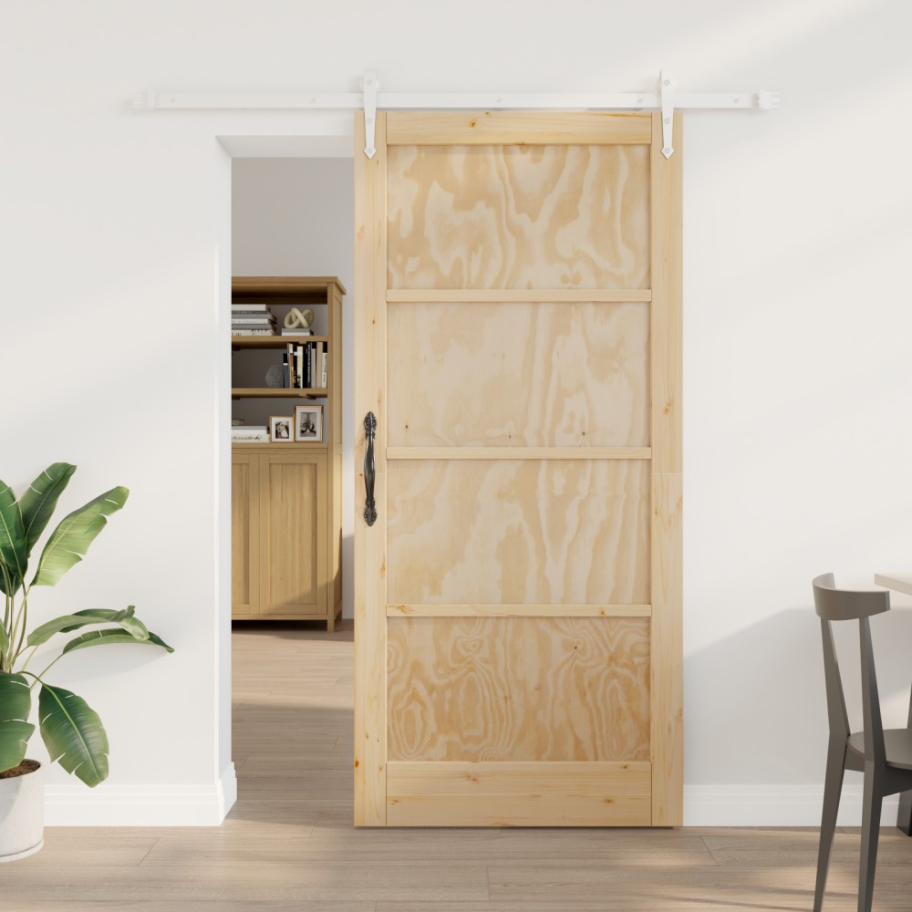 vidaXL Ușă glisantă Manual Natural și alb 93 x 202 cm