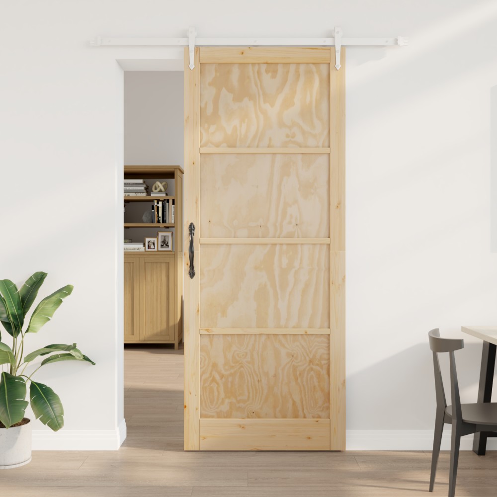vidaXL Ușă glisantă Manual Natural și alb 93 x 232 cm