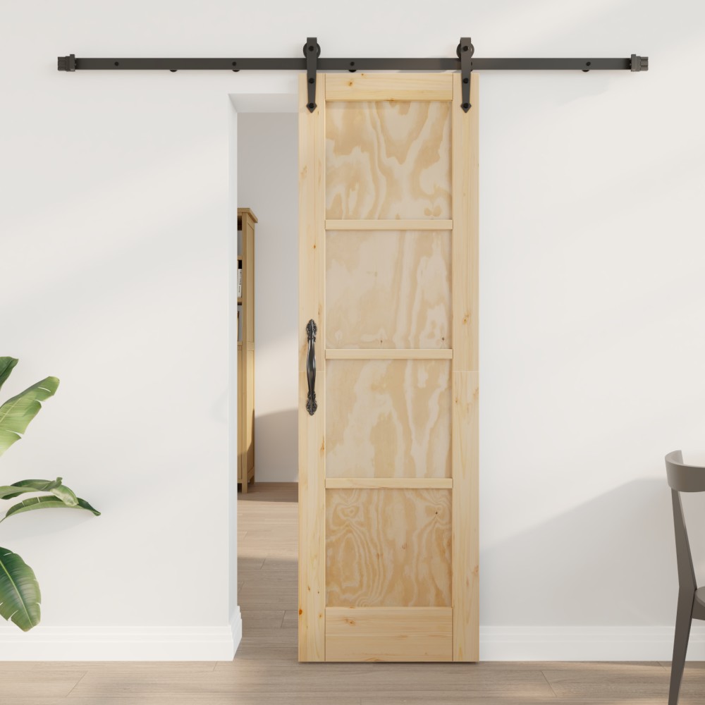 vidaXL Ușă glisantă Manual Natural și negru 61 x 198.5 cm