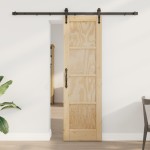 vidaXL Ușă glisantă Manual Natural și negru 61 x 198.5 cm vidaXL Ușă glisantă Manual Natural și negru 61 x 198.5 cm