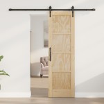 vidaXL Ușă glisantă Manual Natural și negru 61 x 198.5 cm vidaXL Ușă glisantă Manual Natural și negru 61 x 198.5 cm