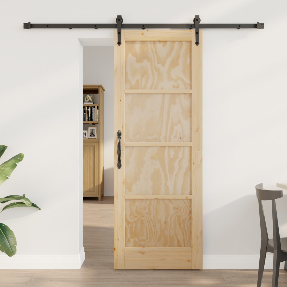 vidaXL Ușă glisantă Manual Natural și negru 73.5 x 198.5 cm