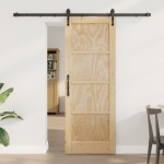 vidaXL Ușă glisantă Manual Natural și negru 73.5 x 198.5 cm vidaXL Ușă glisantă Manual Natural și negru 73.5 x 198.5 cm