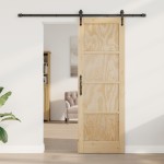vidaXL Ușă glisantă Manual Natural și negru 73.5 x 211 cm vidaXL Ușă glisantă Manual Natural și negru 73.5 x 211 cm