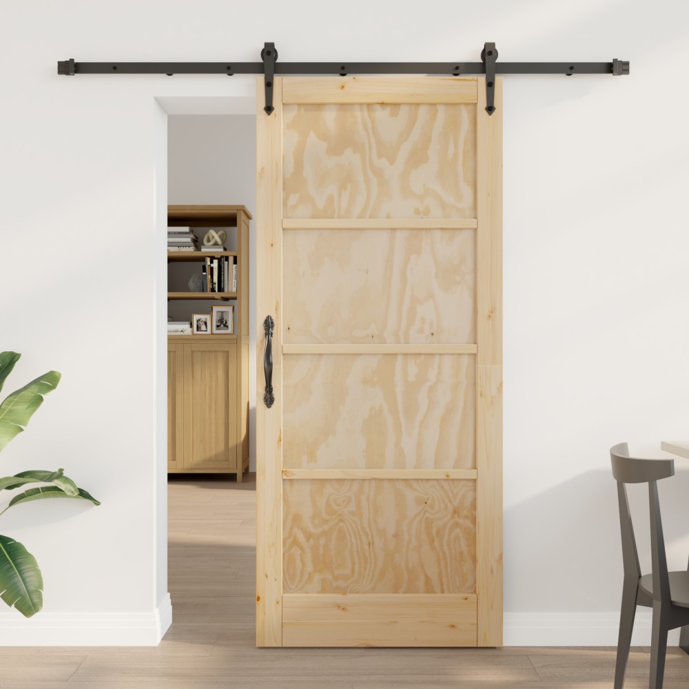 vidaXL Ușă glisantă Manual Natural și negru 78 x 202 cm