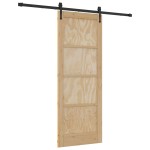 vidaXL Ușă glisantă Manual Natural și negru 78 x 202 cm vidaXL Ușă glisantă Manual Natural și negru 78 x 202 cm