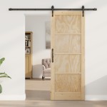 vidaXL Ușă glisantă Manual Natural și negru 78 x 202 cm vidaXL Ușă glisantă Manual Natural și negru 78 x 202 cm