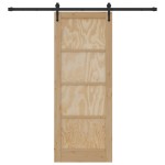 vidaXL Ușă glisantă Manual Natural și negru 78 x 202 cm vidaXL Ușă glisantă Manual Natural și negru 78 x 202 cm