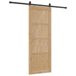 vidaXL Ușă glisantă Manual Natural și negru 78 x 202 cm vidaXL Ușă glisantă Manual Natural și negru 78 x 202 cm