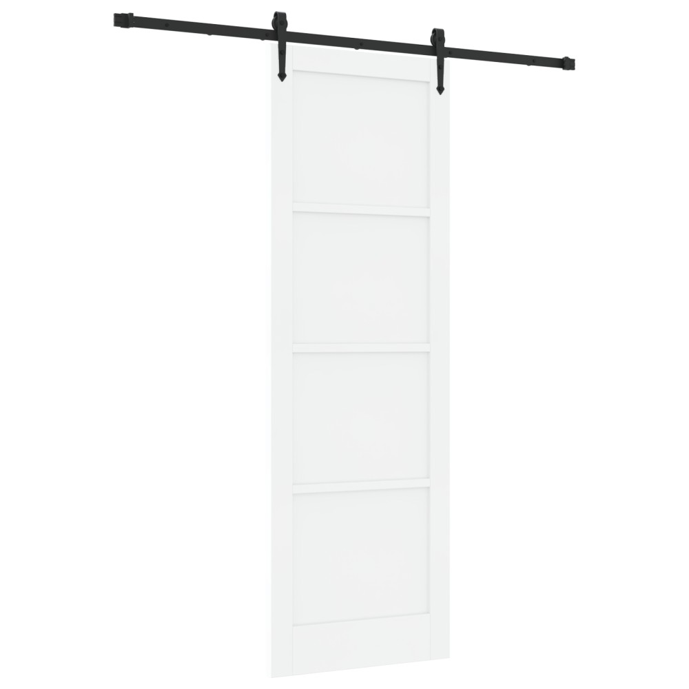 vidaXL Ușă glisantă Alb și negru 78 x 232 cm Lemn masiv de pin și oțel