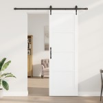 vidaXL Ușă glisantă Alb și negru 78 x 232 cm Lemn masiv de pin și oțel