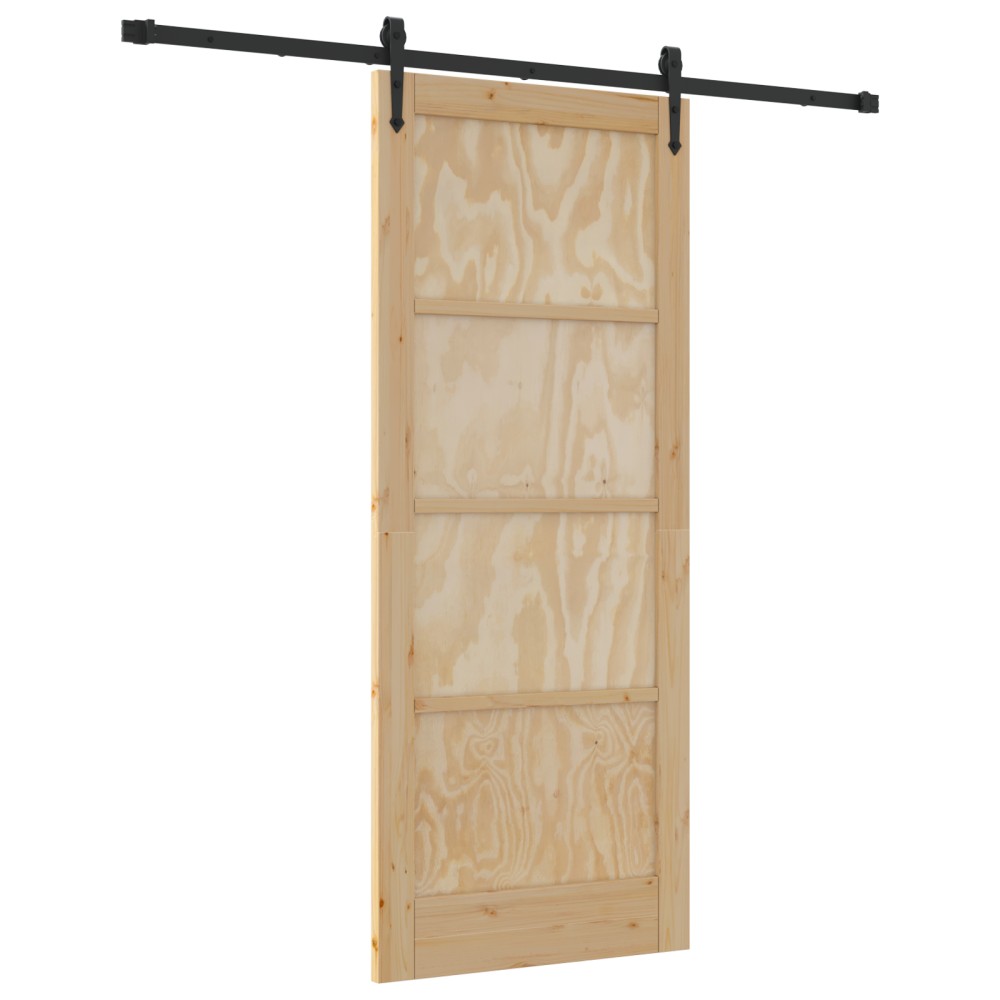 vidaXL Ușă glisantă Manual Natural și negru 83 x 202 cm