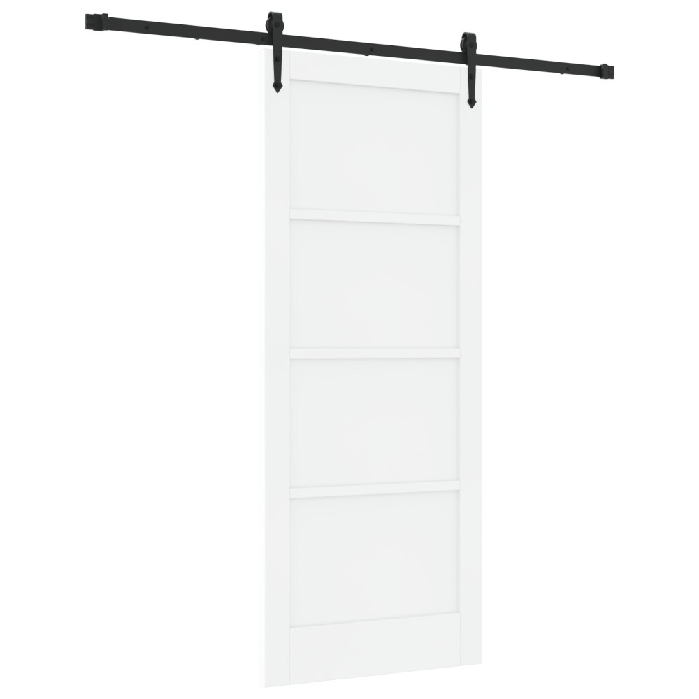 vidaXL Ușă glisantă Alb și negru 83 x 202 cm Lemn masiv de pin și oțel