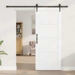 vidaXL Ușă glisantă Alb și negru 83 x 202 cm Lemn masiv de pin și oțel