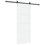 vidaXL Ușă glisantă Alb și negru 83 x 202 cm Lemn masiv de pin și oțel