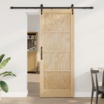 vidaXL Ușă glisantă Manual Natural și negru 83 x 211 cm vidaXL Ușă glisantă Manual Natural și negru 83 x 211 cm
