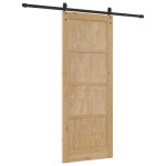 vidaXL Ușă glisantă Manual Natural și negru 83 x 211 cm vidaXL Ușă glisantă Manual Natural și negru 83 x 211 cm