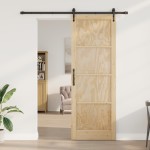 vidaXL Ușă glisantă Manual Natural și negru 83 x 232 cm vidaXL Ușă glisantă Manual Natural și negru 83 x 232 cm