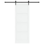 vidaXL Ușă glisantă Alb și negru 83 x 232 cm Lemn masiv de pin și oțel
