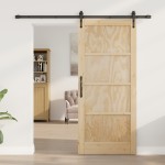 vidaXL Ușă glisantă Manual Natural și negru 86 x 198.5 cm vidaXL Ușă glisantă Manual Natural și negru 86 x 198.5 cm