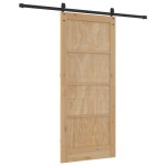 vidaXL Ușă glisantă Manual Natural și negru 86 x 198.5 cm vidaXL Ușă glisantă Manual Natural și negru 86 x 198.5 cm
