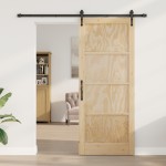 vidaXL Ușă glisantă Manual Natural și negru 86 x 211 cm vidaXL Ușă glisantă Manual Natural și negru 86 x 211 cm