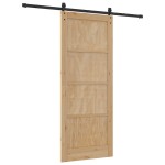vidaXL Ușă glisantă Manual Natural și negru 86 x 211 cm vidaXL Ușă glisantă Manual Natural și negru 86 x 211 cm