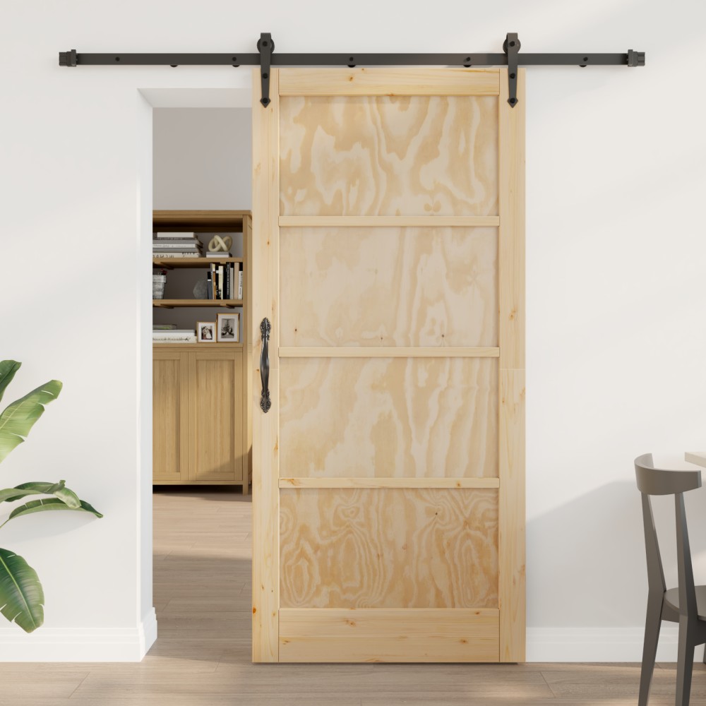 vidaXL Ușă glisantă Manual Natural și negru 93 x 202 cm