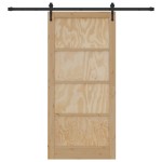 vidaXL Ușă glisantă Manual Natural și negru 93 x 202 cm vidaXL Ușă glisantă Manual Natural și negru 93 x 202 cm