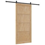 vidaXL Ușă glisantă Manual Natural și negru 93 x 202 cm vidaXL Ușă glisantă Manual Natural și negru 93 x 202 cm