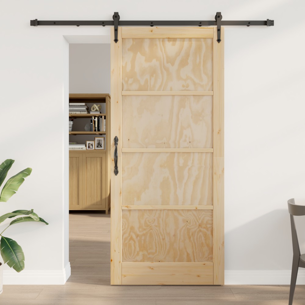 vidaXL Ușă glisantă Manual Natural și negru 93 x 211 cm