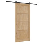 vidaXL Ușă glisantă Manual Natural și negru 93 x 211 cm vidaXL Ușă glisantă Manual Natural și negru 93 x 211 cm