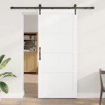 Ușa culisantă vidaXL cu set de accesorii alb 93x211 cm lemn masiv pin Ușa culisantă vidaXL cu set de accesorii alb 93x211 cm lemn masiv pin