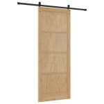 vidaXL Ușă glisantă Manual Natural și negru 93 x 232 cm vidaXL Ușă glisantă Manual Natural și negru 93 x 232 cm