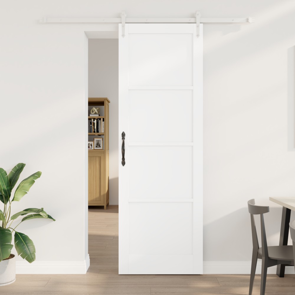 vidaXL Ușă glisantă Manual Alb 78 x 232 cm Lemn masiv de pin și oțel