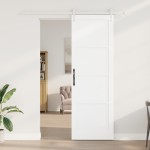 vidaXL Ușă glisantă Manual Alb 78 x 232 cm Lemn masiv de pin și oțel vidaXL Ușă glisantă Manual Alb 78 x 232 cm Lemn masiv de pin și oțel
