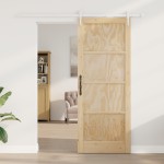 vidaXL Ușă glisantă Manual Natural și alb 83 x 211 cm vidaXL Ușă glisantă Manual Natural și alb 83 x 211 cm