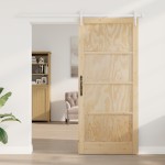 vidaXL Ușă glisantă Manual Natural și alb 93 x 211 cm vidaXL Ușă glisantă Manual Natural și alb 93 x 211 cm