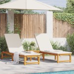 vidaXL Set de lângă piscină 2 bucăți cu perne din lemn masiv de acacia