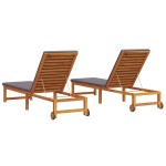 vidaXL Șezlong 2 pcs Maro 53 x 202 x 89cm Lemn masiv de acacia vidaXL Șezlong 2 pcs Maro 53 x 202 x 89cm Lemn masiv de acacia