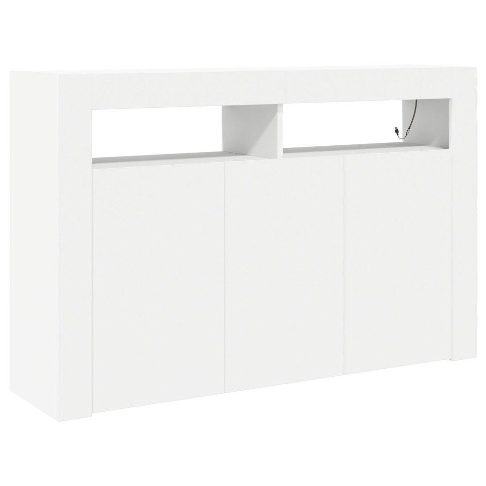 vidaXL Bufet Alb Alb Lemn Compus 116 x 30 x 75 cm Modern Bufet cu LED