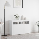 vidaXL Bufet Alb Alb Lemn Compus 116 x 30 x 75 cm Modern Bufet cu LED vidaXL Bufet Alb Alb Lemn Compus 116 x 30 x 75 cm Modern Bufet cu LED