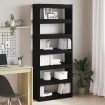 vidaXL Bibliotecă cu raft Negru 80 x 30 x 198 cm Lemn compozit