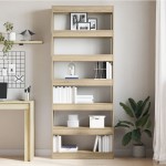 vidaXL Bibliotecă cu raft Stejar sonoma 80 x 30 x 198 cm Lemn compozit
