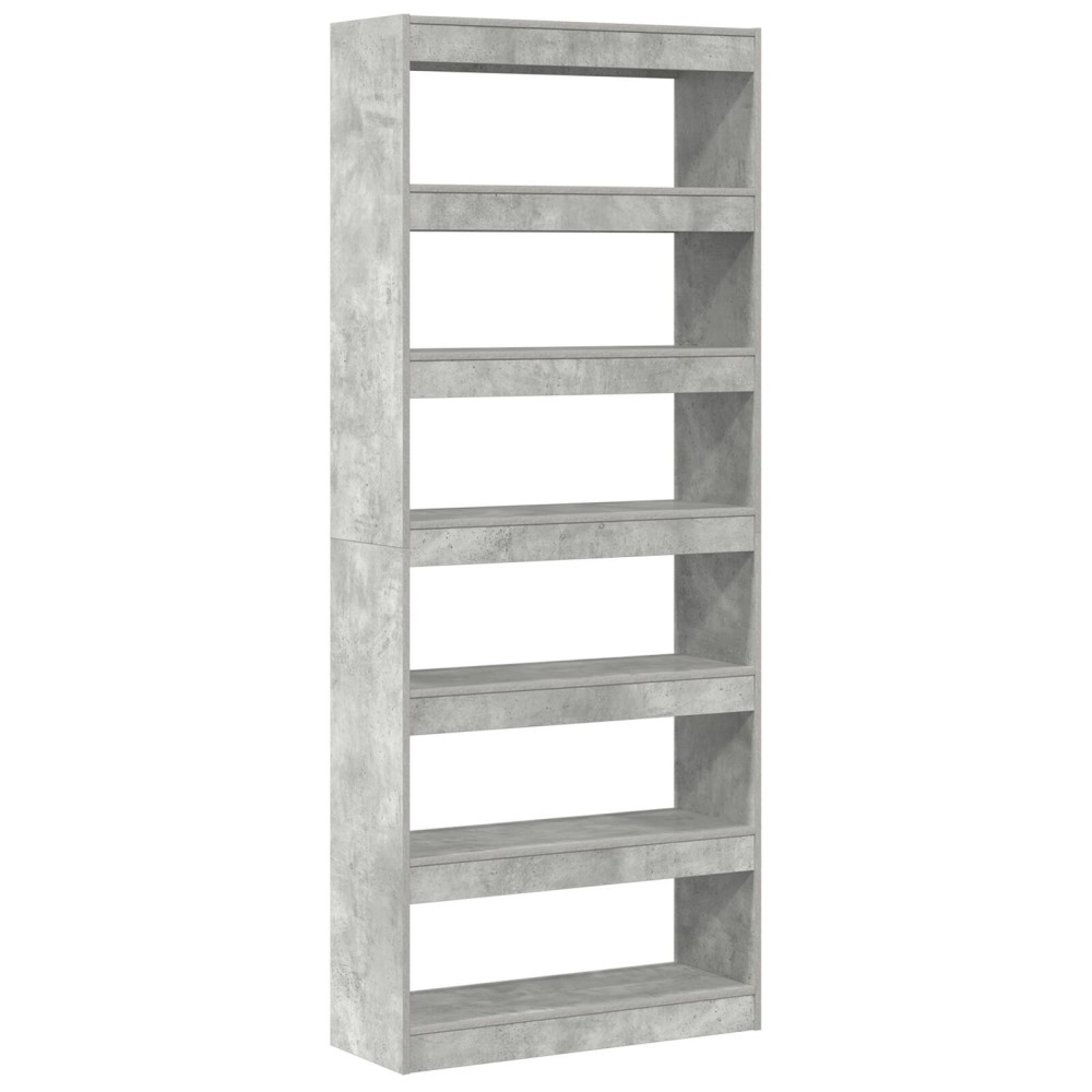 vidaXL Bibliotecă cu raft Gri beton 80 x 30 x 198 cm Lemn compozit