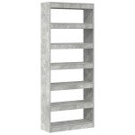vidaXL Bibliotecă cu raft Gri beton 80 x 30 x 198 cm Lemn compozit