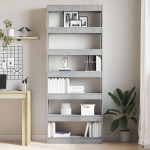 vidaXL Bibliotecă cu raft Gri beton 80 x 30 x 198 cm Lemn compozit