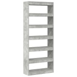 vidaXL Bibliotecă cu raft Gri beton 80 x 30 x 198 cm Lemn compozit