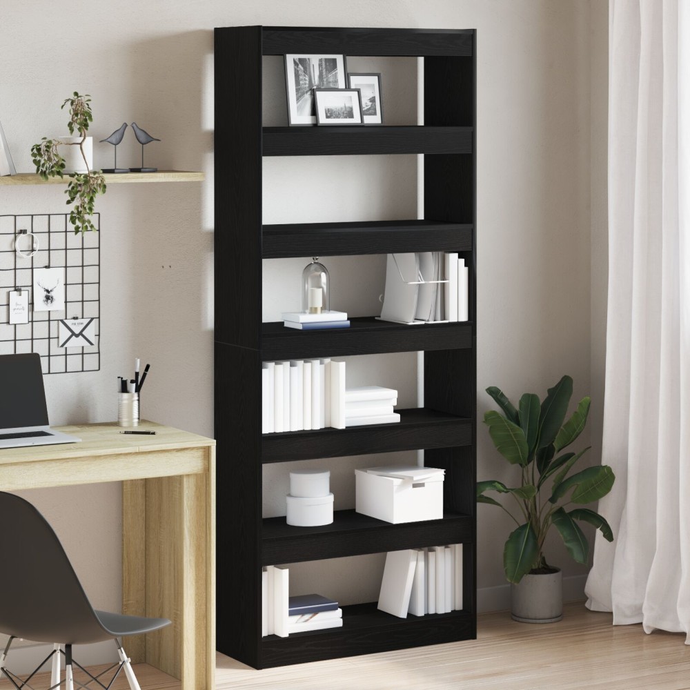 vidaXL Bibliotecă cu raft Stejar negru 80 x 30 x 198 cm Lemn compozit
