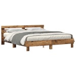 vidaXL Cadru de pat cu headboard Lemn vechi 200 x 200 cm Lemn compozit